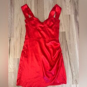 Gorgt Red Satin Mini Dress